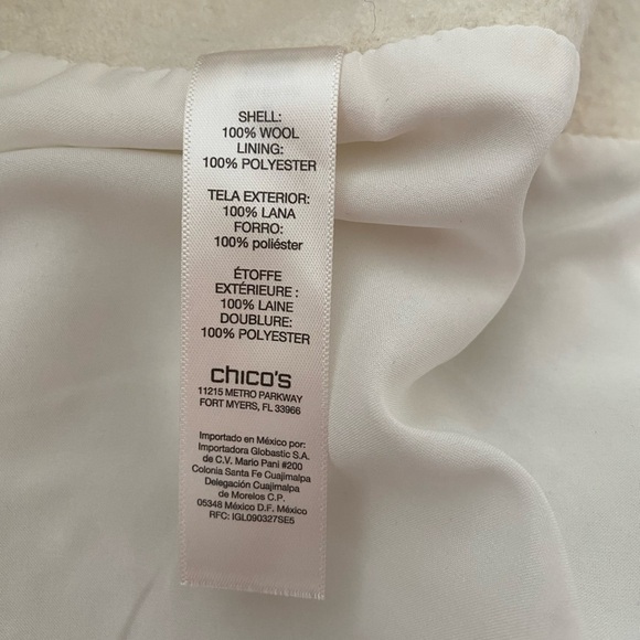 Chico's Women's Wrap Jacket Size 2 Colorblock Striped Yarn-Dye Boiled Wool 100% - Picture 7 of 8